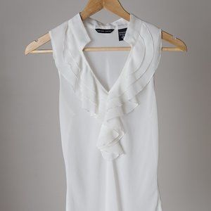 Sheer Sleeveless Blouse with Ruffle Detail